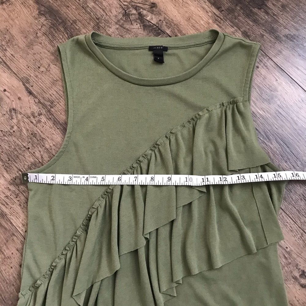 J.Crew Olive Green Asymmetrical Ruffle Tank Top - Picture 5 of 6